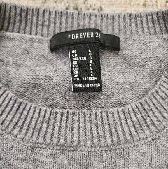 Forever 21, Women's Gray & Silver Sequin Long Sleeve Pullover Sweater, sz LG - Picture 2 of 13